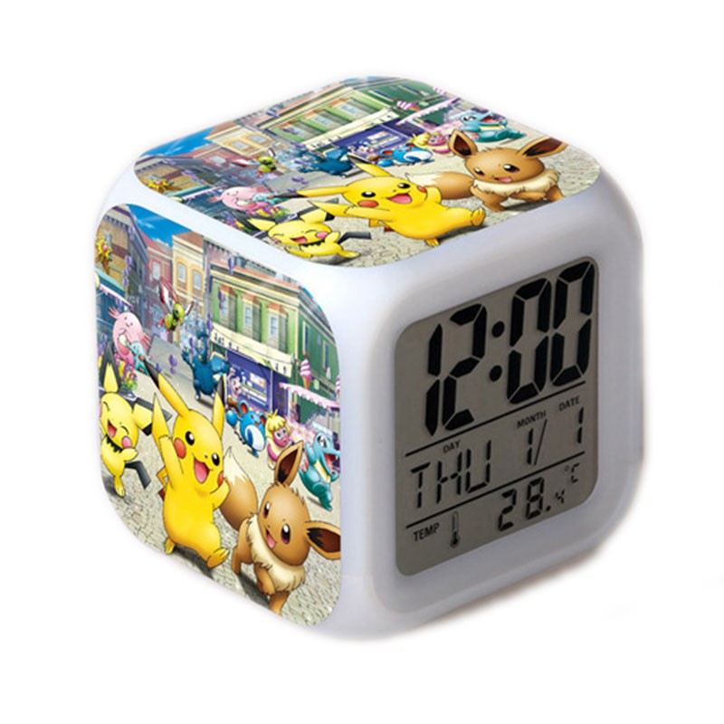 Réveil Pokemon Pikachu pour enfants, horloge de bureau mignonne, dessin  animé, décoration de la maison, cadeau pour enfant
