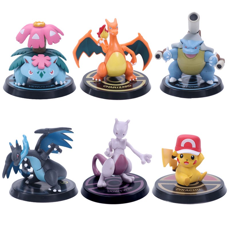 6 Figurines Pokémon : Florizarre, Tortank, Dracaufeu, Mewtwo, Pikachu