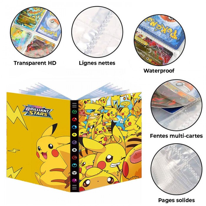 marque generique - Classeur Pokémon Pikachu à anneaux A4 avec 4 anneaux -  Carte à collectionner - Rue du Commerce