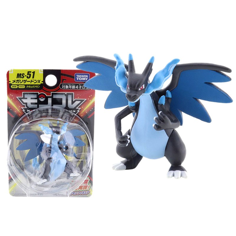 Figurine Mega Dracaufeu LED Pokémon Noir et Bleu - 24 cm avec